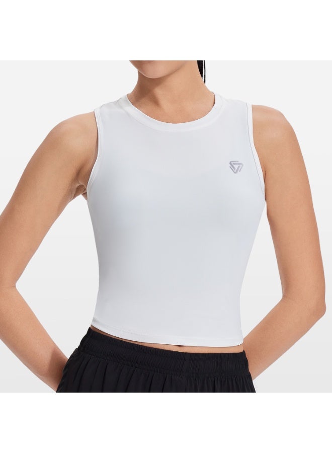 Tank Top Stretchy Slim Casual Sleeveless Vest Fitness Workout Sport Gym Yoga Sexy Women Crop Top Athletic T Shirt Running Tanks  - Image 1