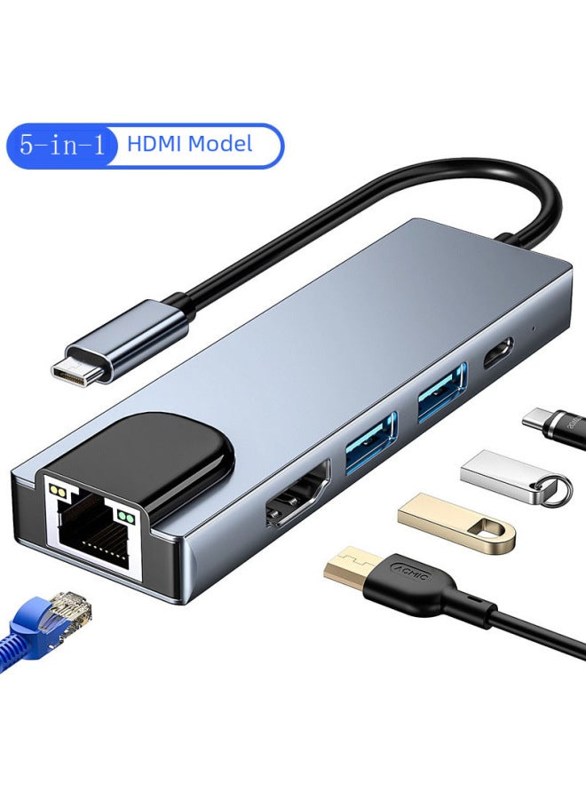 JM Five-in-one Docking Station Type-c Converter Macbook Notebook Multi-function Converter Hub - Image 2