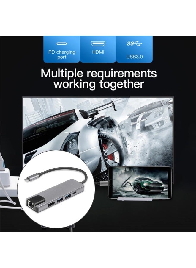 JM Five-in-one Docking Station Type-c Converter Macbook Notebook Multi-function Converter Hub - Image 4