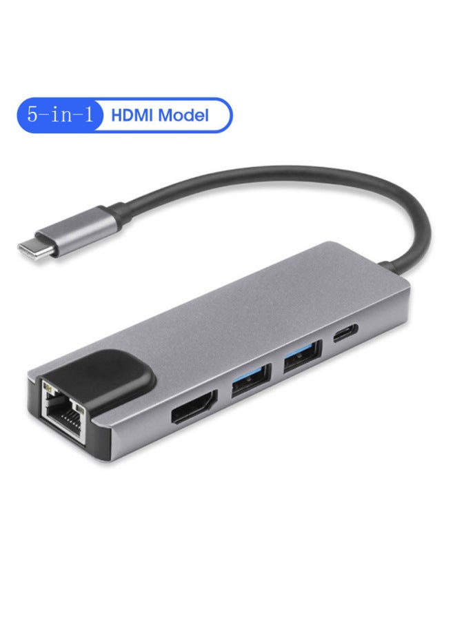 JM Five-in-one Docking Station Type-c Converter Macbook Notebook Multi-function Converter Hub - Image 5