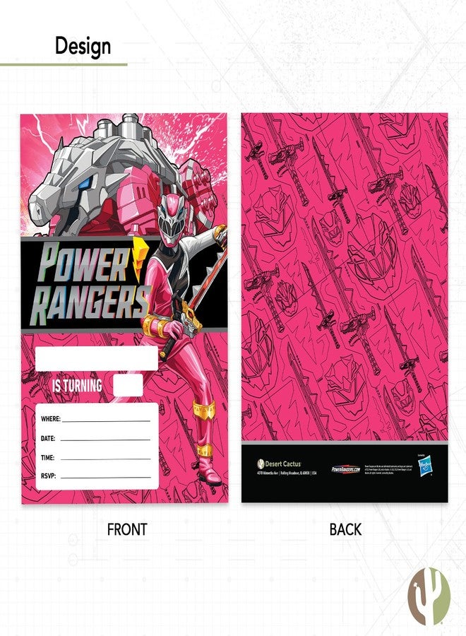 ديزرت كاكتوس بطاقات دعوة عيد ميلاد سعيد بتصميم صبار الصحراء من باور رينجرز، 10 بطاقات مع أظرف، لحفلات الأولاد والبنات والأطفال (النمط H) - Image 4