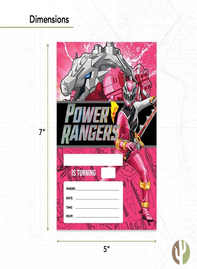 ديزرت كاكتوس بطاقات دعوة عيد ميلاد سعيد بتصميم صبار الصحراء من باور رينجرز، 10 بطاقات مع أظرف، لحفلات الأولاد والبنات والأطفال (النمط H) - Image 3