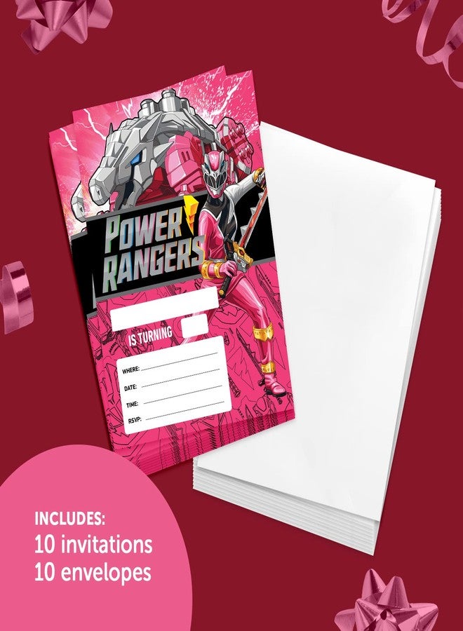 ديزرت كاكتوس بطاقات دعوة عيد ميلاد سعيد بتصميم صبار الصحراء من باور رينجرز، 10 بطاقات مع أظرف، لحفلات الأولاد والبنات والأطفال (النمط H) - Image 2