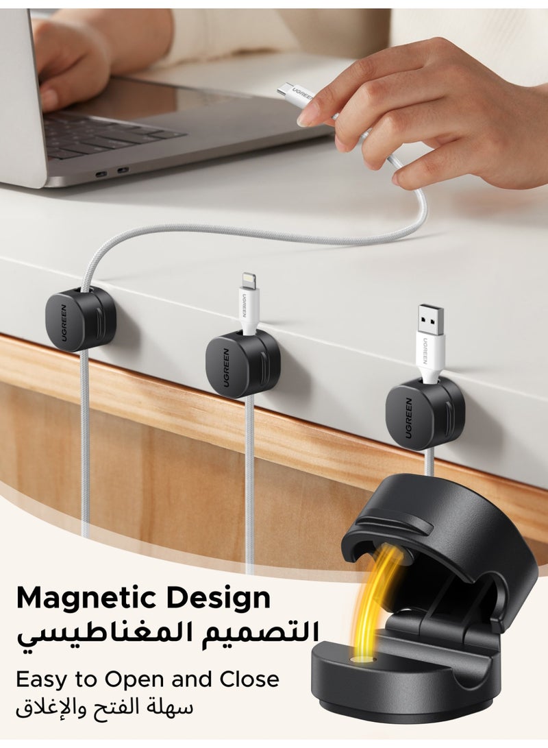 يو جرين 6 Pack Cable Organizer, Super Strong Magnetic Attraction, Tidy Management Flexible and Easy to Use, Cord Organizer for Wall, Desk, Car, Office; Wire Keeper for Computer Cable, Power, TV Cord - Image 2