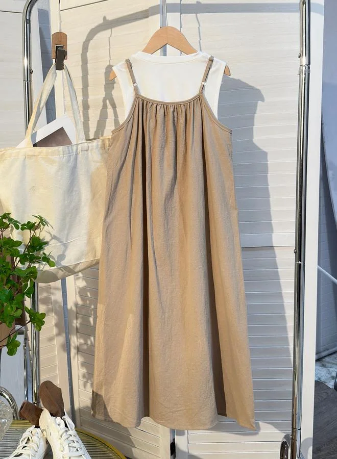 تايك تو فستان ميدي بحمالات وكسرات للأطفال