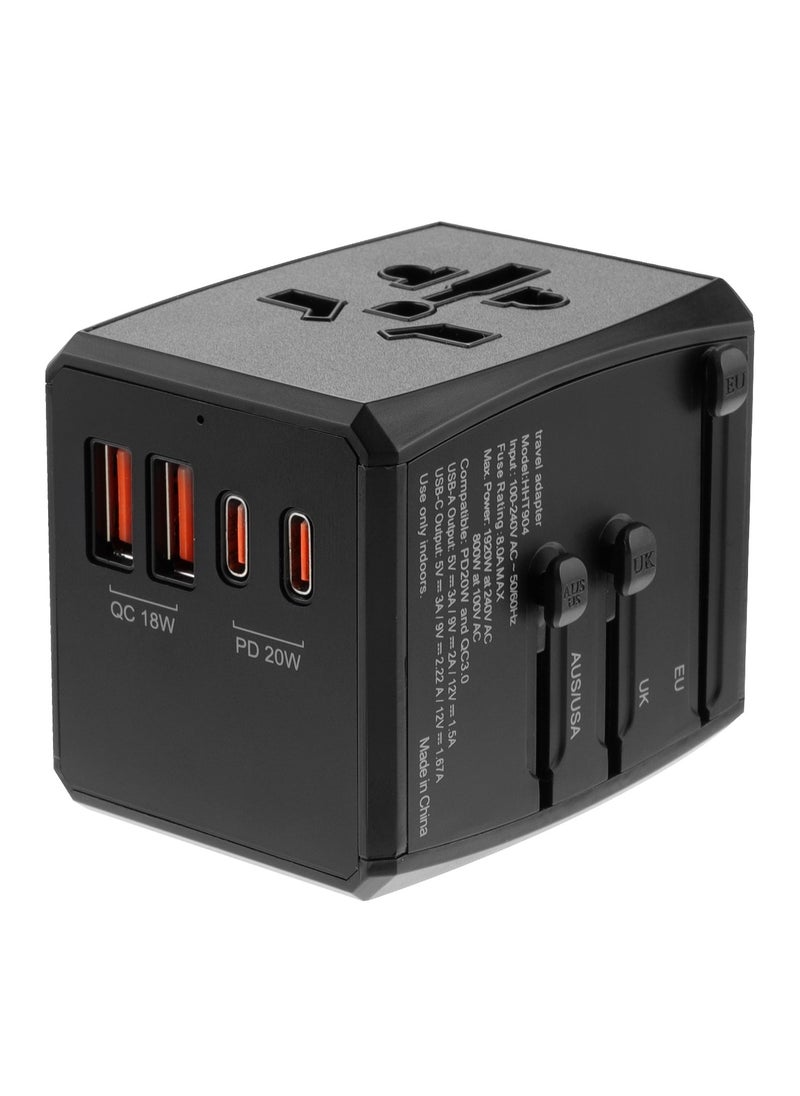 Sky View Sky View Universal Travel Adapter,International Power Plug Adapter with 2 USB-C(3A/5V) and 2 USB-A(3A/5V) Ports,All-in-One Worldwide Wall Charger for USA EU UK AUS(Type C/G/A/I) (2USB+2Type-C-PD)  - Image 1
