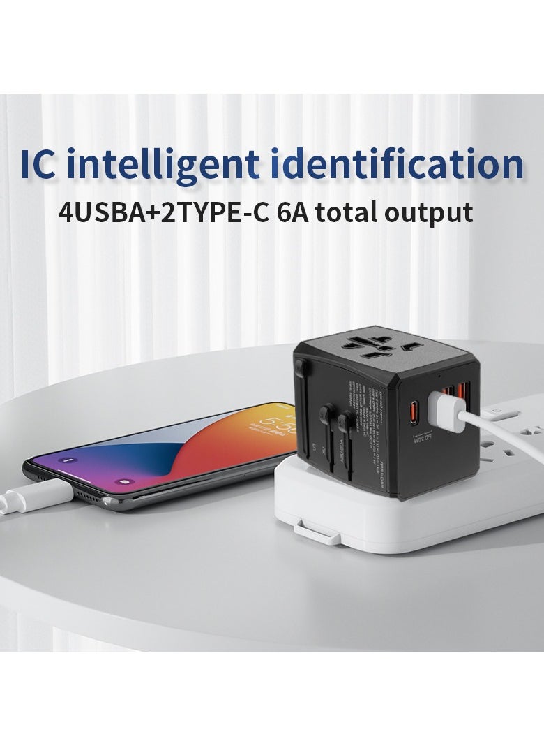 Sky View Sky View Universal Travel Adapter,International Power Plug Adapter with 2 USB-C(3A/5V) and 2 USB-A(3A/5V) Ports,All-in-One Worldwide Wall Charger for USA EU UK AUS(Type C/G/A/I) (2USB+2Type-C-PD)  - Image 2