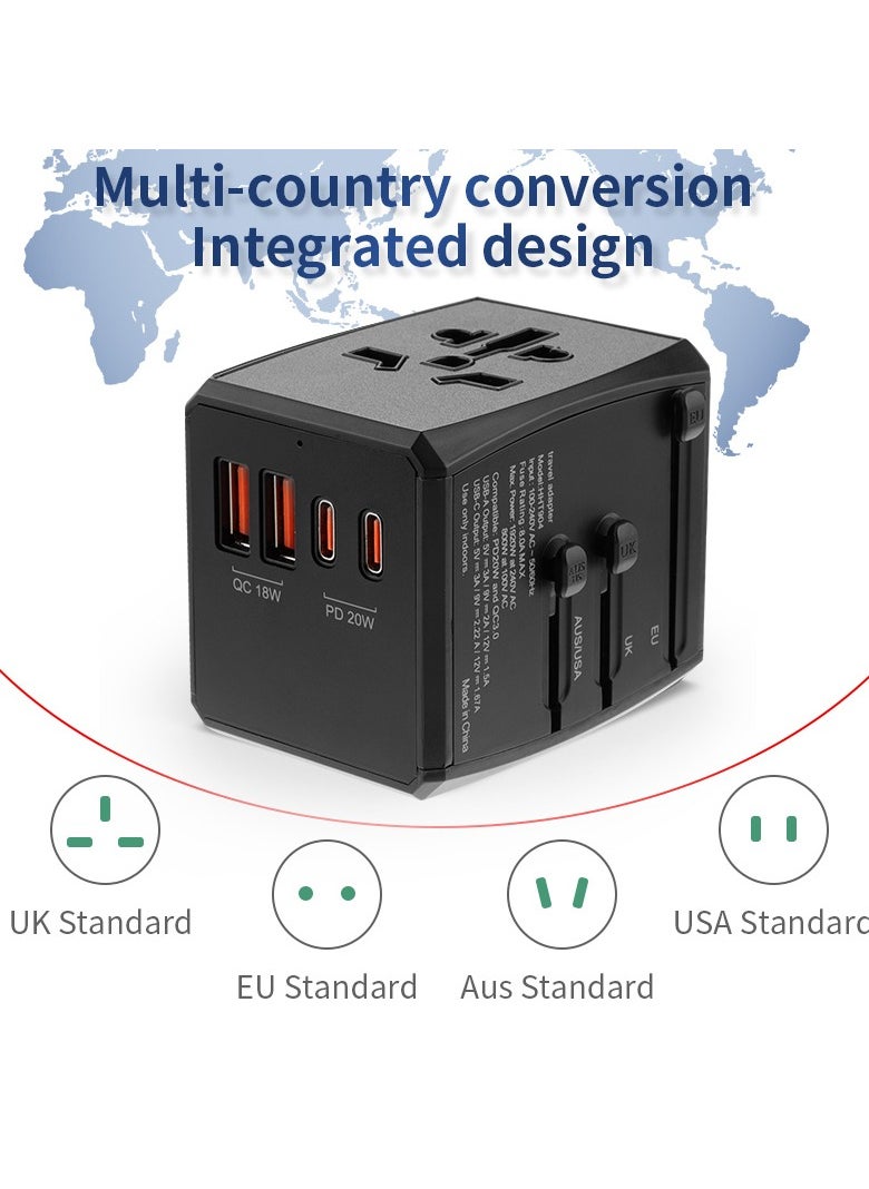 Sky View Sky View Universal Travel Adapter,International Power Plug Adapter with 2 USB-C(3A/5V) and 2 USB-A(3A/5V) Ports,All-in-One Worldwide Wall Charger for USA EU UK AUS(Type C/G/A/I) (2USB+2Type-C-PD)  - Image 5