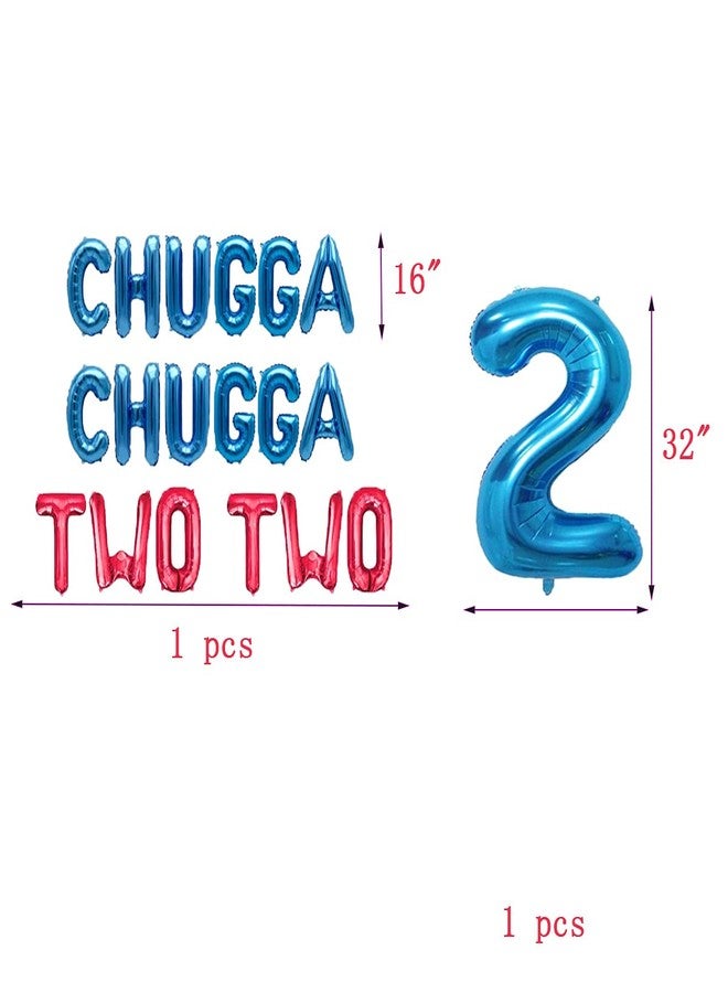BEOXAGAR Chugga Chugga Two Two Train Themed 2nd Birthday Balloons - Train Birthday Party Decorations for Toddler Boys - Image 2