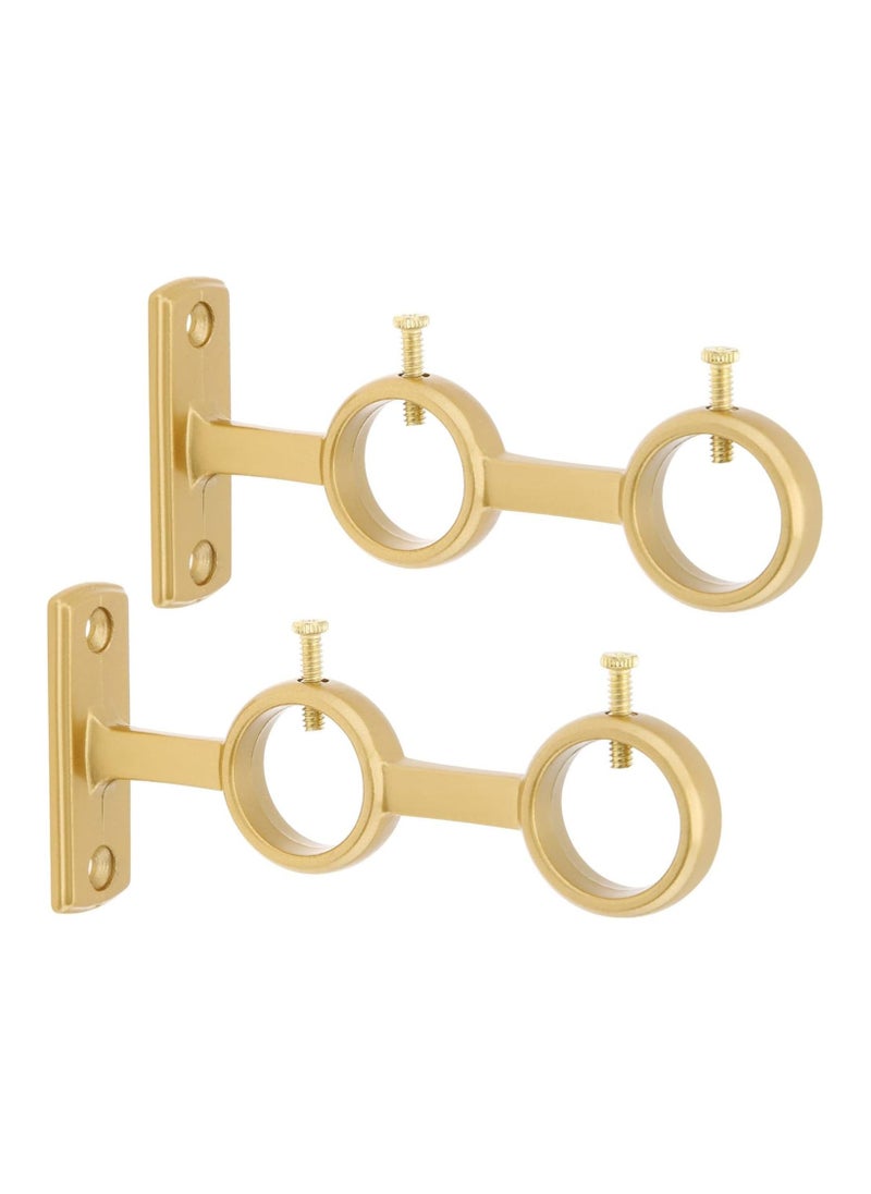 KASTWAVE 2 Pcs Double Curtain Rod Brackets, Durable Metal Curtain Rod Holders, Heavy Duty Curtain Rod Holder Wall Mounted Rod Holder, Unlimited Installation Angle for Living Room Bedroom Curtain Rods  - Image 1