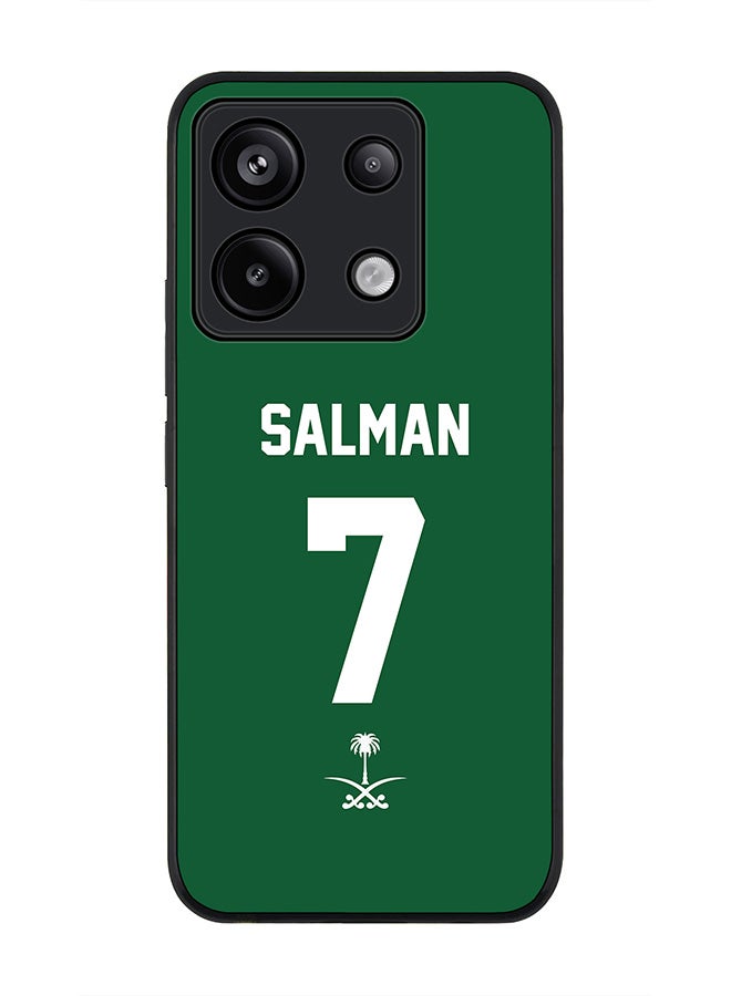 Stylizedd Rugged Black edge case for Poco X6 5G, Slim fit Cover - Football Team - Saudi Arabia, Player Name - Salman - Image 1