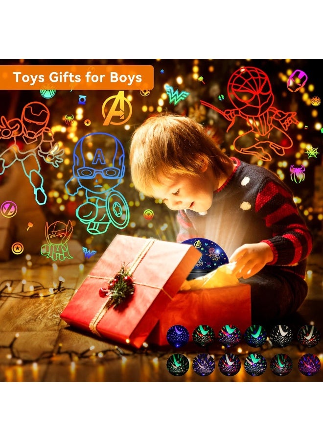 MOKOQI MOKOQI Kid Light Projector Superhero Toys for Boys 5-7 Avengers Night Light Projector with Timer for Kids Room, 360 Degree Rotation Toddler Nightlights with Spiderman Figurine Lamps and Star Projector  - Image 2