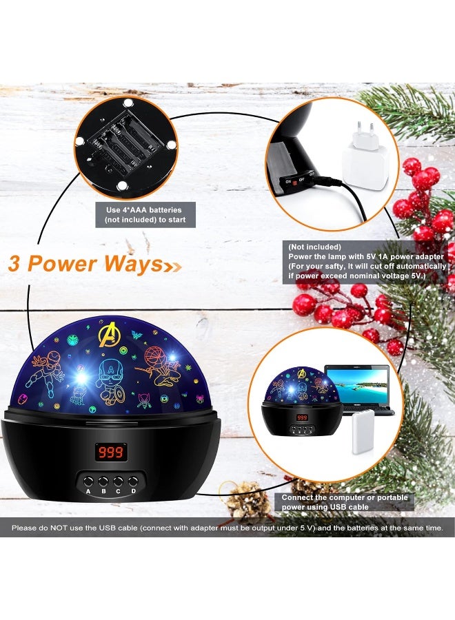 MOKOQI MOKOQI Kid Light Projector Superhero Toys for Boys 5-7 Avengers Night Light Projector with Timer for Kids Room, 360 Degree Rotation Toddler Nightlights with Spiderman Figurine Lamps and Star Projector  - Image 4
