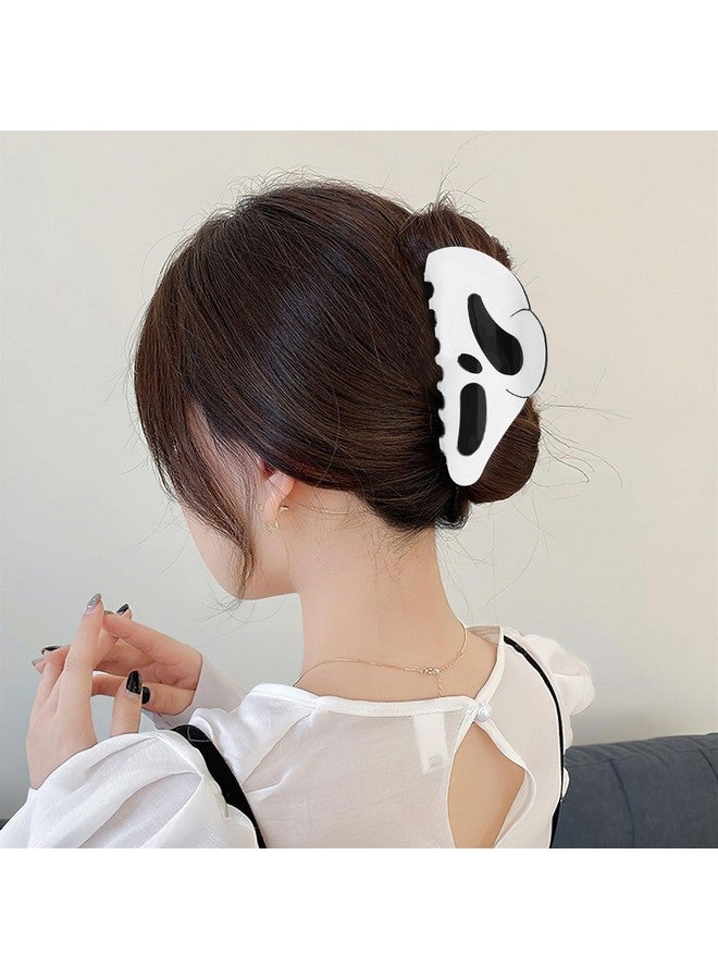 AUOCATTAIL Halloween Hair Claw Clip 2pcs Big Mask Ghost Face Hairpin Funny Ponytail Clip Scream Grimaces Scary Styling Shark Clip Hair Accessories Halloween Styling - Image 2