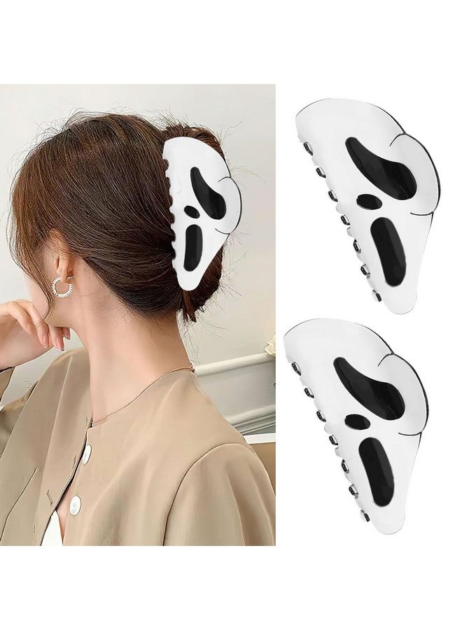 AUOCATTAIL Halloween Hair Claw Clip 2pcs Big Mask Ghost Face Hairpin Funny Ponytail Clip Scream Grimaces Scary Styling Shark Clip Hair Accessories Halloween Styling - Image 5