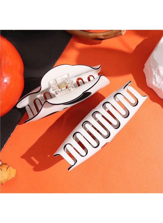 AUOCATTAIL Halloween Hair Claw Clip 2pcs Big Mask Ghost Face Hairpin Funny Ponytail Clip Scream Grimaces Scary Styling Shark Clip Hair Accessories Halloween Styling - Image 3