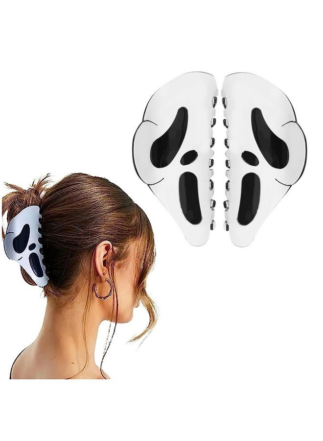 AUOCATTAIL Halloween Hair Claw Clip 2pcs Big Mask Ghost Face Hairpin Funny Ponytail Clip Scream Grimaces Scary Styling Shark Clip Hair Accessories Halloween Styling - Image 1