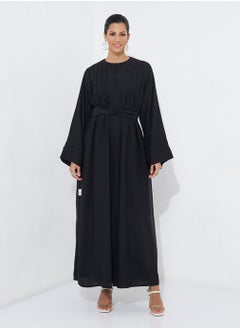 Pleated Stoned Black Abaya