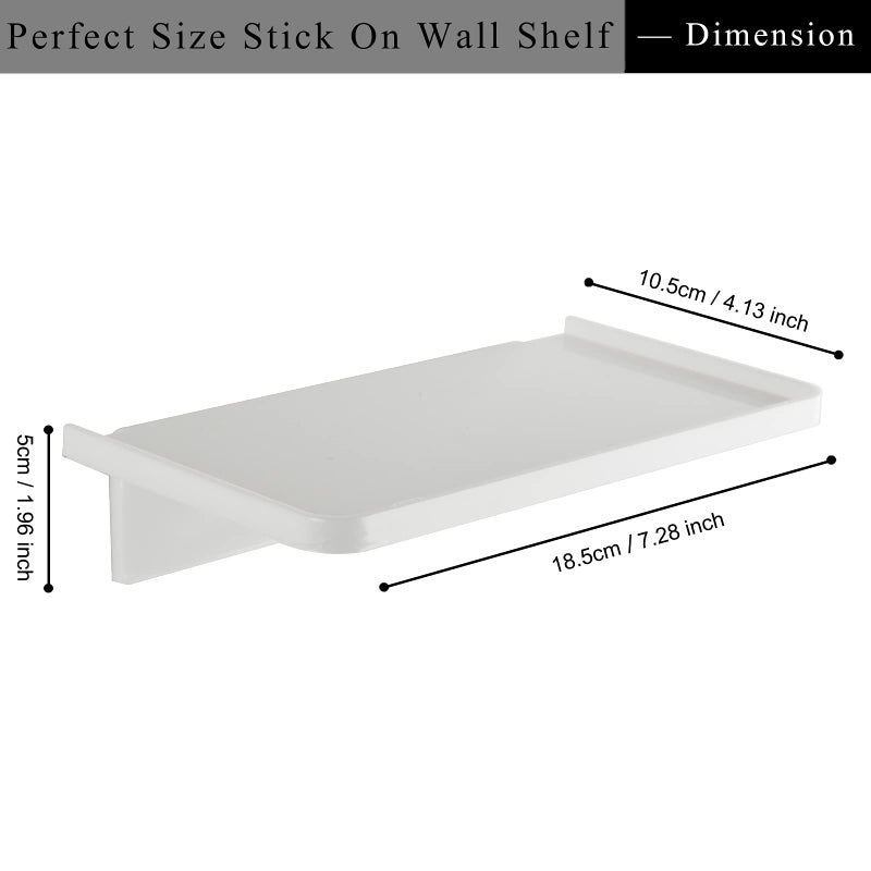 JDYOOMI Acrylic Floating Wall Shelves - Small Stick-on Wall Mounted Phone Shelf Holder Wipes Rack Smart Speaker Shelf for Bathroom,Kitchen,Toilet,Bedroom,Office - White - Image 2