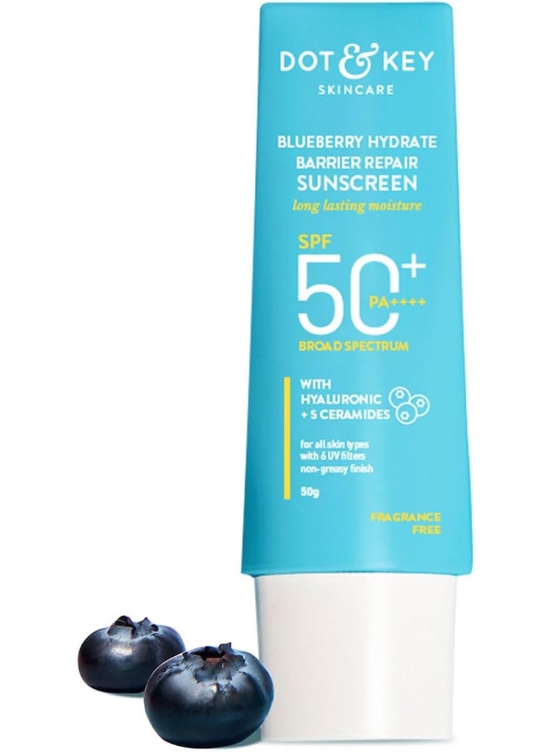 Dot & Key Blueberry Hydrate Barrier Repair Suncreen with SPF 50+ PA++++, 80G - Image 1