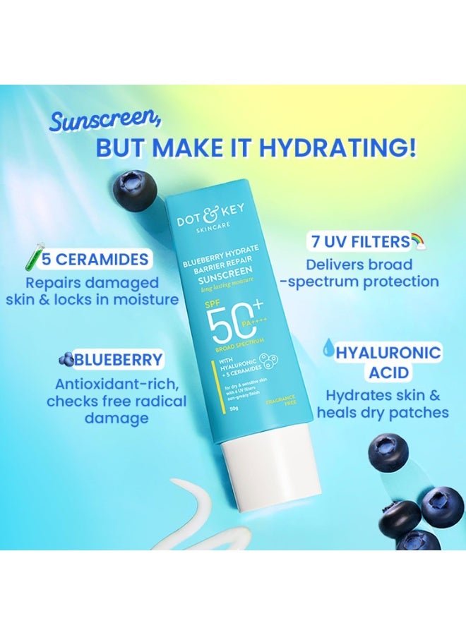 Dot & Key Blueberry Hydrate Barrier Repair Suncreen with SPF 50+ PA++++, 80G - Image 3