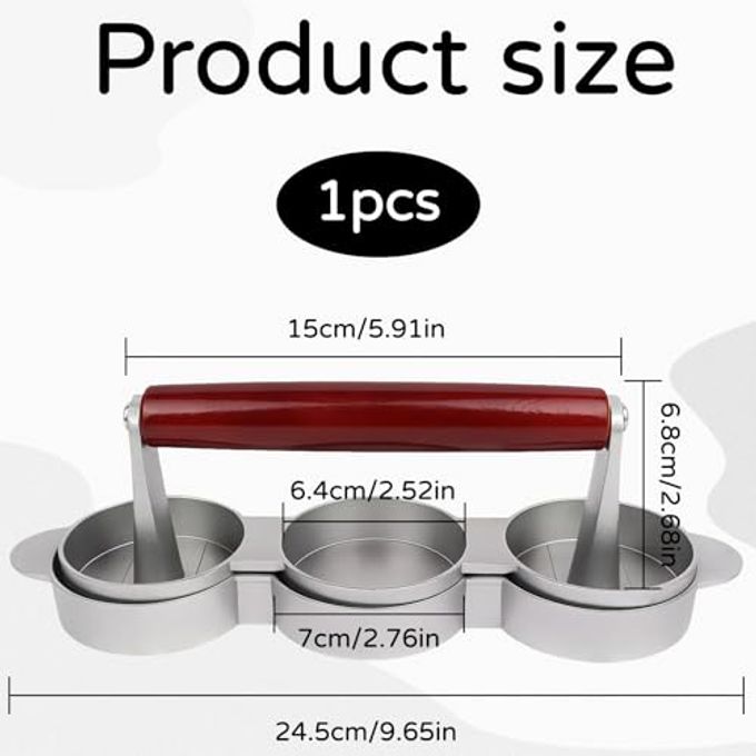 hinbkenla Mini Burger Press,Sausage Patty Press,Slider Burger Press to Make 3 Patties At A Time,Round Slider Press for Mini Burgers,Hamburger Patty Press for Mini Burger,Barbecue,Picnic,Camping, Etc - Image 2