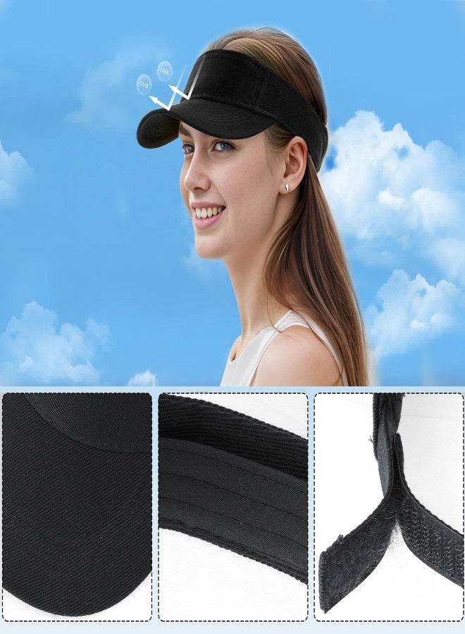 Rbenxia 2 Pieces of Black Adjustable Sport Visors Sun Visor Hats Cap Visors for Women and Men - Image 4