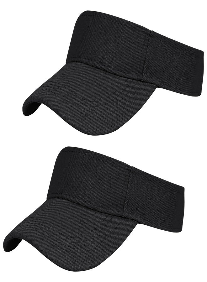 Rbenxia 2 Pieces of Black Adjustable Sport Visors Sun Visor Hats Cap Visors for Women and Men - Image 1