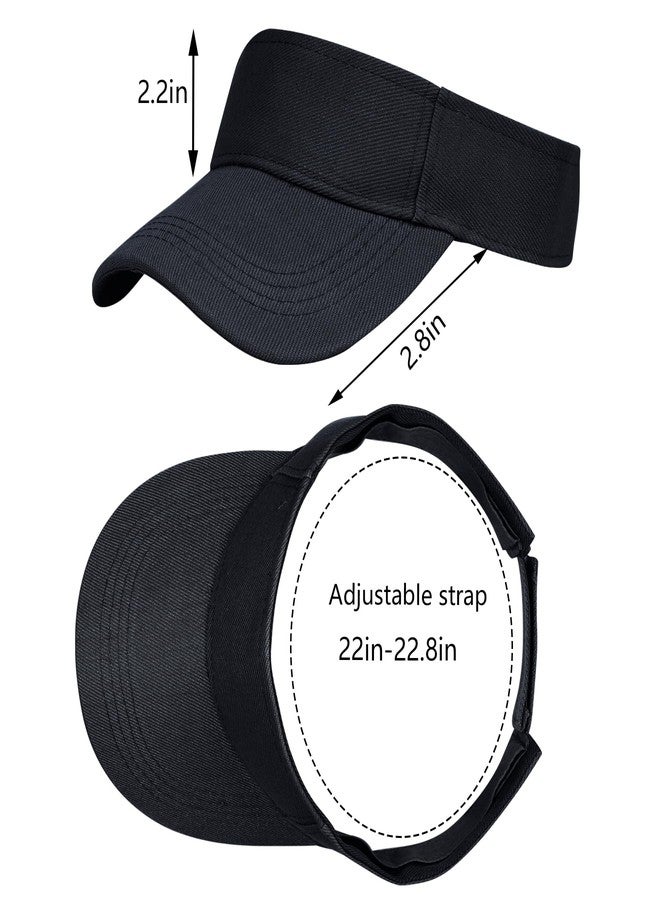 Rbenxia 2 Pieces of Black Adjustable Sport Visors Sun Visor Hats Cap Visors for Women and Men - Image 2