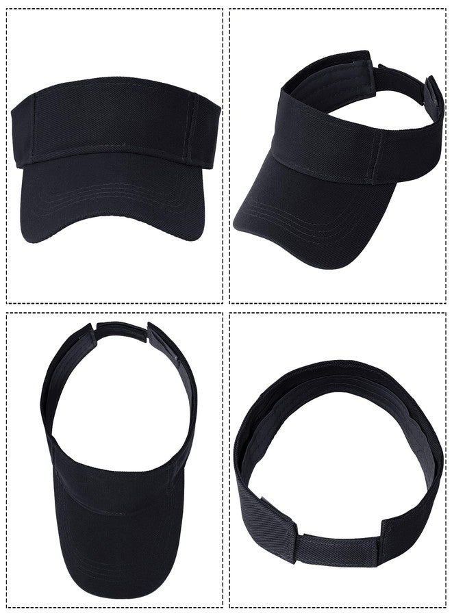 Rbenxia 2 Pieces of Black Adjustable Sport Visors Sun Visor Hats Cap Visors for Women and Men - Image 3