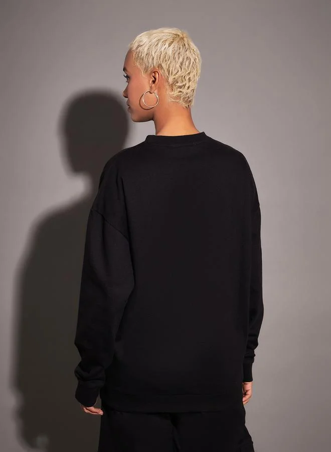SASSAFRAS Oversized Graphic Print Dropped Shoulder Sweatshirt by Styli