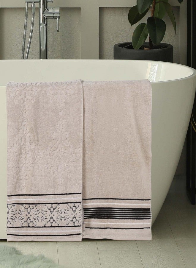 Superior Cotton Bath Sheet Set, Zero Twist, Oversized Large Absorbent Body Towels, Luxury Soft Drying, Shower, Spa, Hotel, Pool, Guest Bathroom, Home Essentials, Assorted Floral Set of 2, Stone - Image 2
