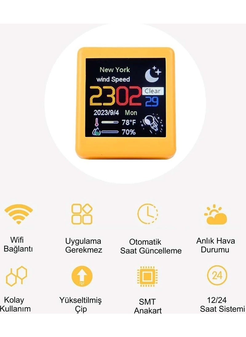 Hymark Smart Mini Weather Station 1.54 Inch LED LCD 28X28MM Digital Display Wifi Clock Temperature Humidity  - Image 3