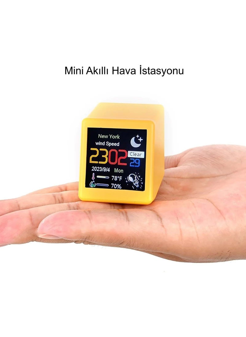 Hymark Smart Mini Weather Station 1.54 Inch LED LCD 28X28MM Digital Display Wifi Clock Temperature Humidity  - Image 4