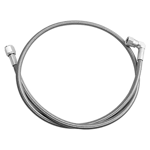 AUGREX 4AN Turbo Oil Feed Line 36" Turbo Feed Line Length Stainless Steel Braided 4AN Pressure Stainless Remote Turbocharger Oil Drain Return Line AN4 90 Degree End Straight Hose End - Image 1