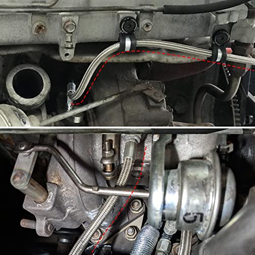 AUGREX 4AN Turbo Oil Feed Line 36" Turbo Feed Line Length Stainless Steel Braided 4AN Pressure Stainless Remote Turbocharger Oil Drain Return Line AN4 90 Degree End Straight Hose End - Image 5
