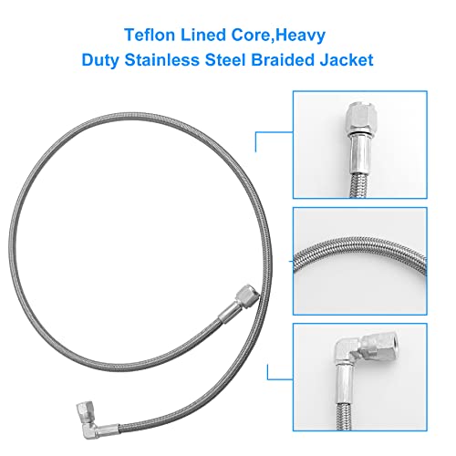 AUGREX 4AN Turbo Oil Feed Line 36" Turbo Feed Line Length Stainless Steel Braided 4AN Pressure Stainless Remote Turbocharger Oil Drain Return Line AN4 90 Degree End Straight Hose End - Image 4