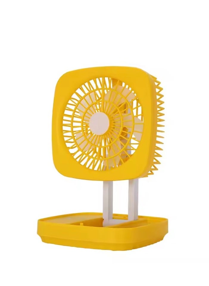 A ZONE high quality plastic electric mini portable fan rechargeable li-ion battery led light table desk mini fold cooling fan 