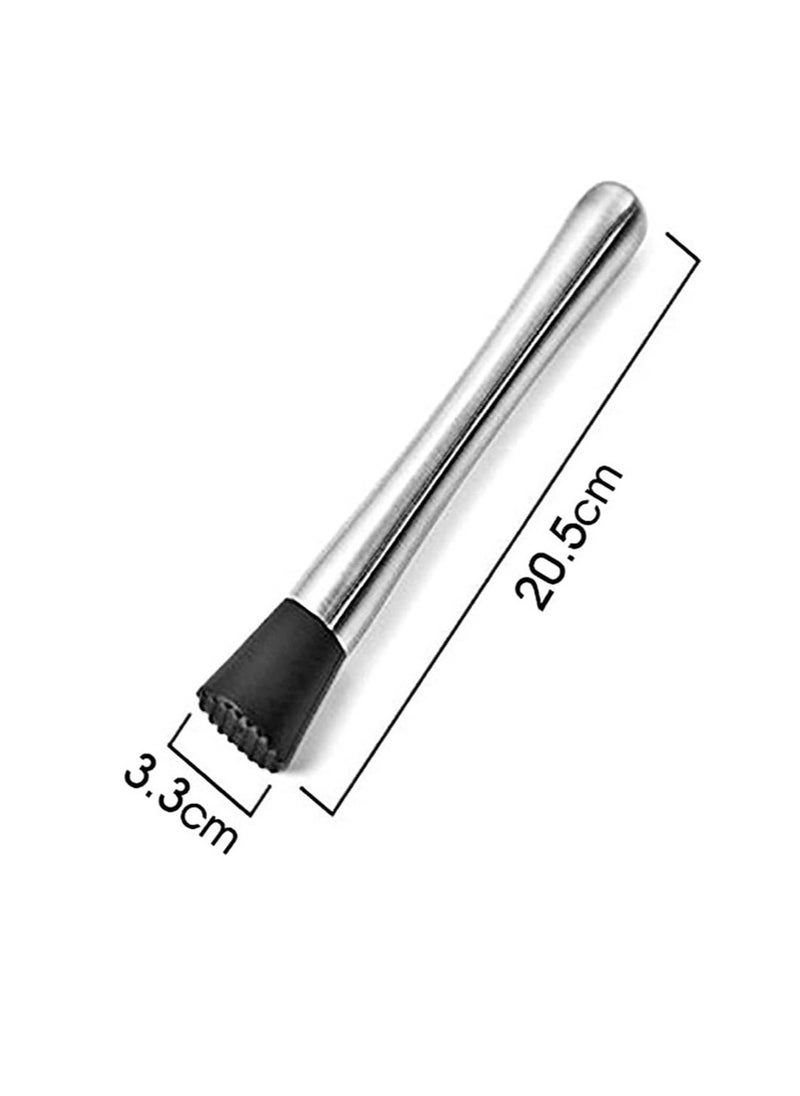 Generic Stainless Steel Cocktail Muddler Silver/Black 20cm  - Image 2
