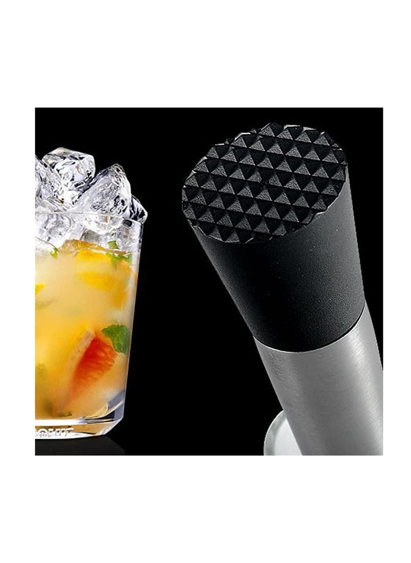 Generic Stainless Steel Cocktail Muddler Silver/Black 20cm  - Image 3