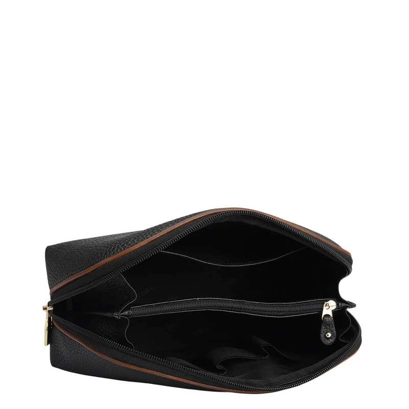 Da Milano black Wax Leather Multi Pouch - Black  | Best Price UAE