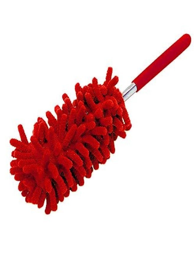 SEIWEI Microfiber Mini Duster Cleaning Brush Dust Cleaner Hand Duster Extendable Handle Soft Fans for Indoor Home Ceiling Cleaning (Red) - Image 2