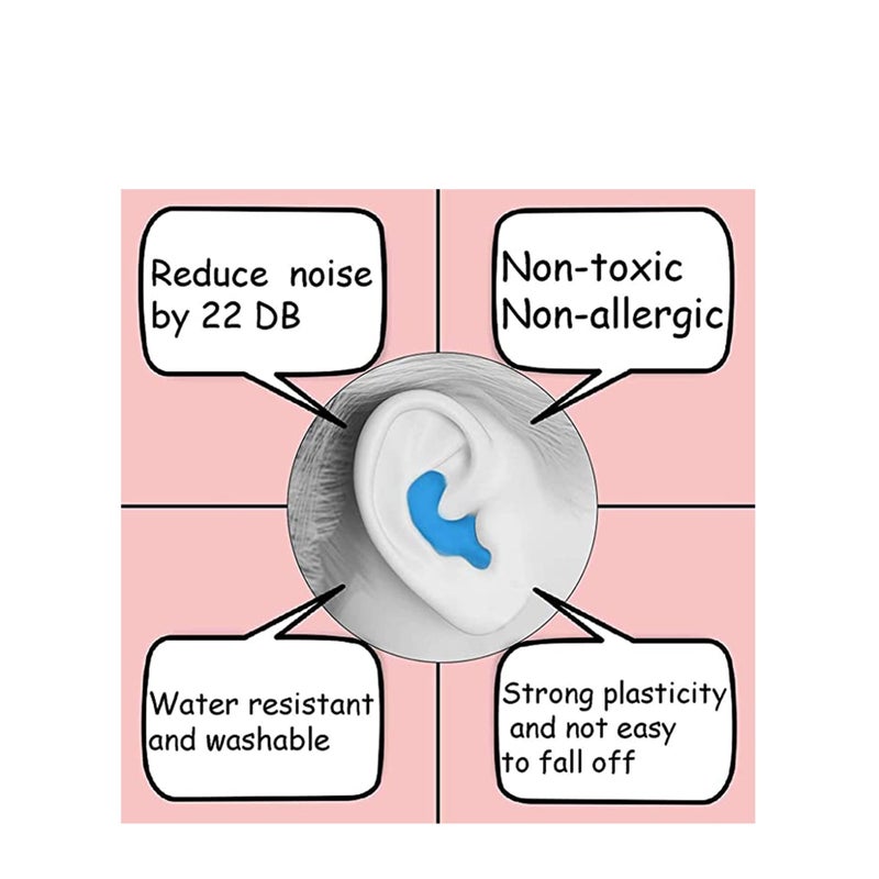 SOLARAE سدادات أذن للنوم، سدادات أذن سيليكون، سدادات أذن للنوم مع حماية من الضوضاء عالية الديسيبل، سدادات أذن مقاومة للماء للنوم والتعلم والسباحة وإلغاء الضوضاء - Image 4