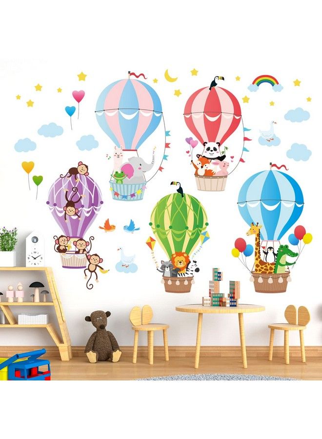 Decowall Bs104 Hot Air Balloons Wall Decals Animal Clouds Stickers For Kids Bedroom Nursery Playroom Living Room Removable Art Decor Decoration - Image 1