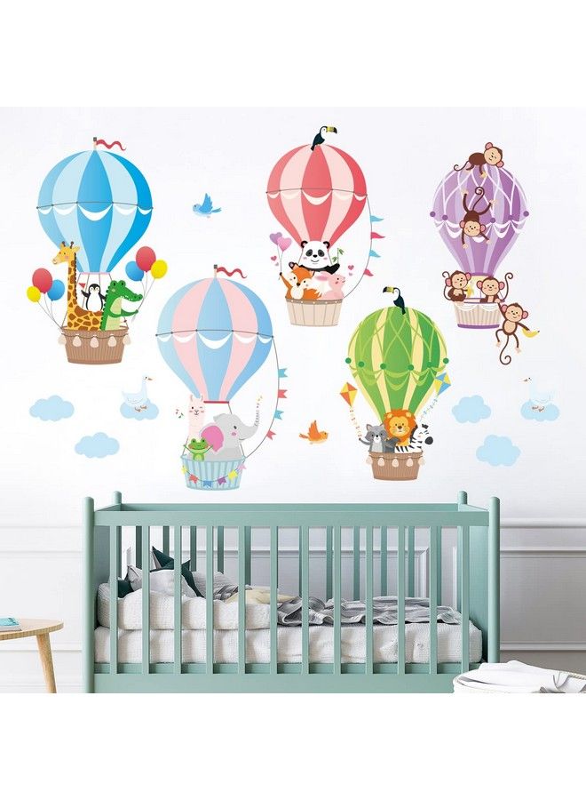 Decowall Bs104 Hot Air Balloons Wall Decals Animal Clouds Stickers For Kids Bedroom Nursery Playroom Living Room Removable Art Decor Decoration - Image 3
