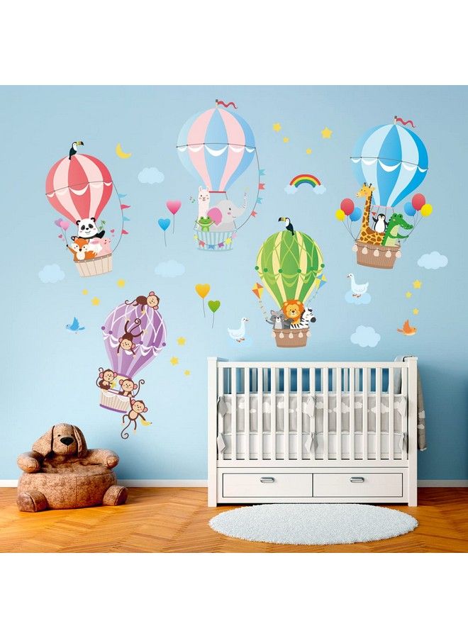 Decowall Bs104 Hot Air Balloons Wall Decals Animal Clouds Stickers For Kids Bedroom Nursery Playroom Living Room Removable Art Decor Decoration - Image 4