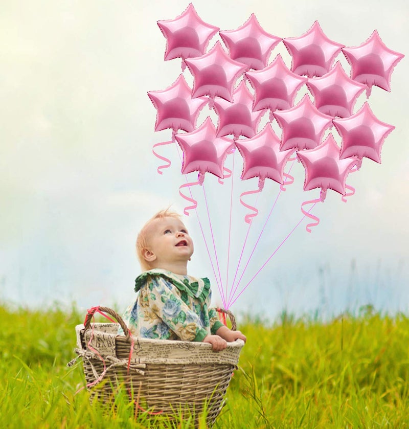 AMFIN® (Pack of 25) 9 Inch Small Star Shape Pink Foil Balloon with Ribbon for Birthday, Wedding, Anniversary, Welcome Baby Shower, Kids Party, Home Decoration - Pink - Image 5
