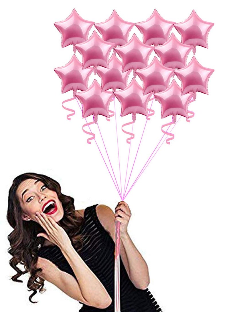 AMFIN® (Pack of 25) 9 Inch Small Star Shape Pink Foil Balloon with Ribbon for Birthday, Wedding, Anniversary, Welcome Baby Shower, Kids Party, Home Decoration - Pink - Image 4