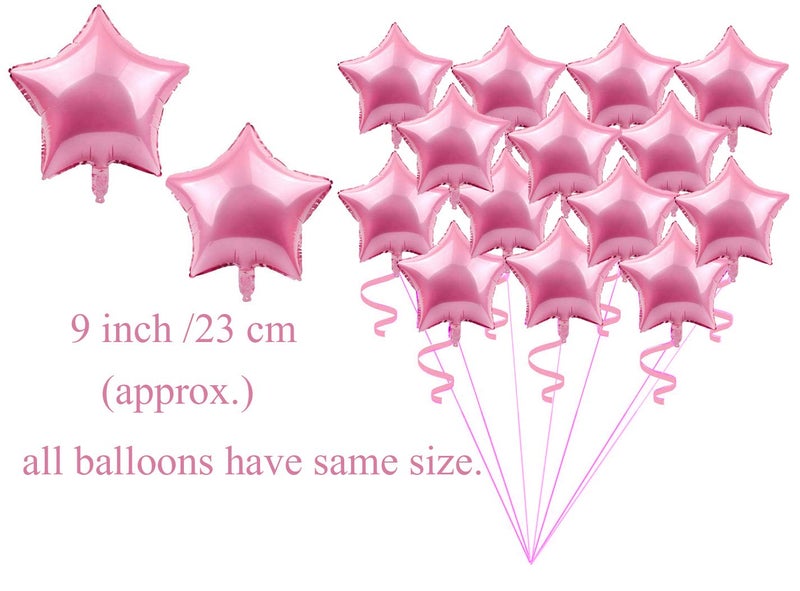 AMFIN® (Pack of 25) 9 Inch Small Star Shape Pink Foil Balloon with Ribbon for Birthday, Wedding, Anniversary, Welcome Baby Shower, Kids Party, Home Decoration - Pink - Image 3