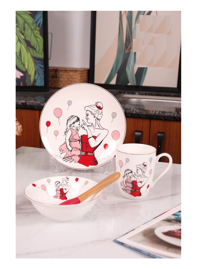 MARBLE Multi-color Marble Porcelain Children's Plates Dinner Set PS-4-2114  - Image 2